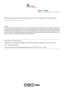 The Comparative Stratigraphy of fourth millennium Khuzistan - article ; n°1 ; vol.4, pg 233-234