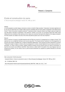 Ecole et construction du sens - article ; n°1 ; vol.125, pg 29-41