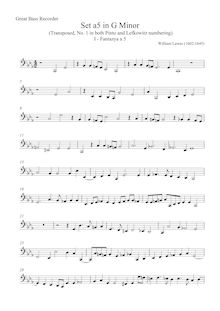 Partition Great basse , partie en basse Clef, Set a 5 en G minor