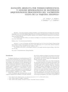 Datación absoluta por termoluminiscencia y análisis mineralógico de materiales arqueológicos procedentes del yacimiento Cueva de la Vaquera (Segovia)