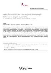 Les oulémas/soufis dans l Inde moghole : anthropologie historique de religieux musulmans - article ; n°5 ; vol.44, pg 1185-1204
