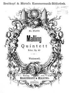 Partition de violoncelle, Piano quintette, E minor, Malling, Otto