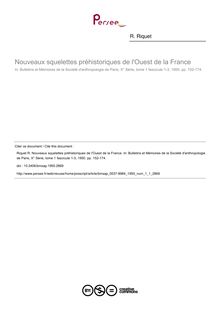 Nouveaux squelettes préhistoriques de l Ouest de la France - article ; n°1 ; vol.1, pg 152-174