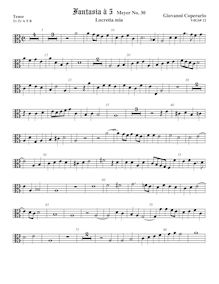 Partition ténor viole de gambe 2, alto clef, Fantasia pour 5 violes de gambe, RC 35