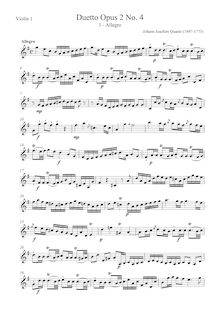 Partition violon 1 , partie, 6 duos pour 2 flûtes, Op.2, Quantz, Johann Joachim
