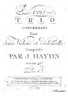 Partition violon 1, 3 Piano Trios, Various:F majorD majorB♭ major