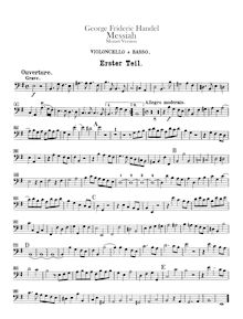 Partition violoncelles / Basses, Messiah, Handel, George Frideric