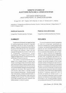 GENETIC STUDIES OF ALECTORIS RUFA AND A. GRAECA IN SPAIN (ESTUDIOS GENÉTICOS EN ALECTORIS RUFA Y A. GRAECA EN ESPAÑA)