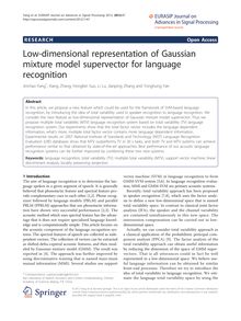 Low-dimensional representation of Gaussian mixture model supervector for language recognition