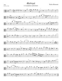 Partition ténor viole de gambe 1, alto clef, madrigaux, Rimonte, Pedro