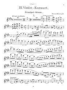 Partition de violon, violon Concerto No.3, E major, Moór, Emanuel