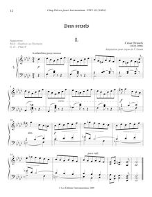 Partition , & , 2 Versets (F minor), Cinq Pièces pour harmonium