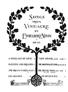 Partition No.4: pour Nightingale s Song, chansons from Vineacre, Op.28
