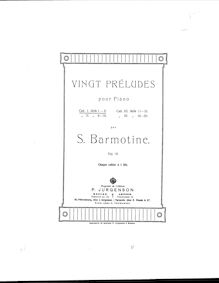 Partition Cah. 1 & 2, 20 préludes, Op.12, Barmotin, Semyon
