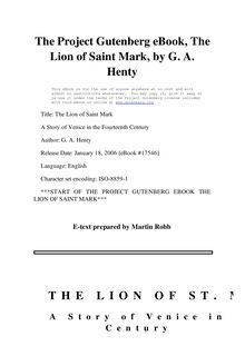 The Lion of Saint Mark - A Story of Venice in the Fourteenth Century
