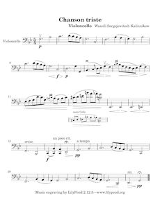 Partition violoncelles, Chanson triste, Kalinnikov, Vasily par Vasily Kalinnikov