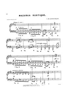 Partition complète, Mazurka rustique, Op.81, Gottschalk, Louis Moreau
