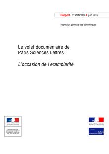 Le volet documentaire de Paris Sciences Lettres - L occasion de l exemplarité
