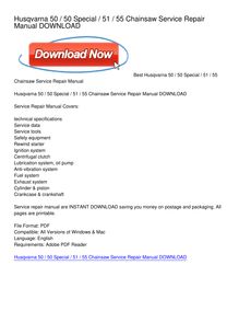 Husqvarna 50 _ 50 Special _ 51 _ 55 Chainsaw Service Repair Manual DOWNLOAD