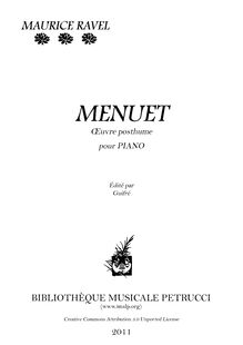 Partition complète, Menuet en do dièse mineur, C♯ minor, Ravel, Maurice