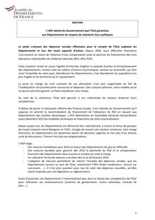 Motion financière 85ème congrès de l Assemblée des Départements de France