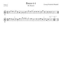 Partition ténor viole de gambe 2, octave aigu clef, 2 Menuets à 4