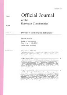 Official Journal of the European Communities Debates of the European Parliament 1995/96 Session. Report of proceedings from 10 to 14 July 1995