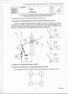 UTBM 2003 ps25 mecanique du solide tronc commun semestre 1 partiel