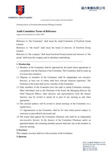 Audit Committee - Term of Reference