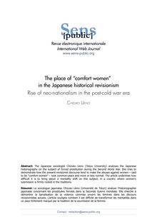 The place of "comfort women" in the Japanese historical revisionism Rise of neo-nationalism in the post-cold war era