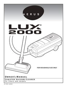 Notice Aspirateur Aerus  Lux 2000