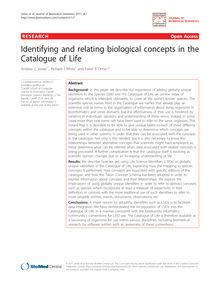 Identifying and relating biological concepts in the Catalogue of Life