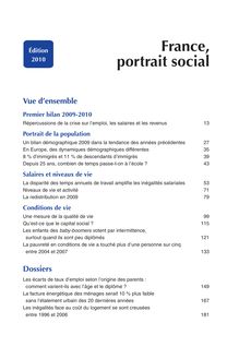 Sommaire - France, portrait social - Édition 2010