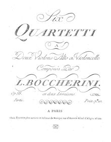 Partition violon 2, 6 corde quatuors, G.242-247 (Op.58), Boccherini, Luigi