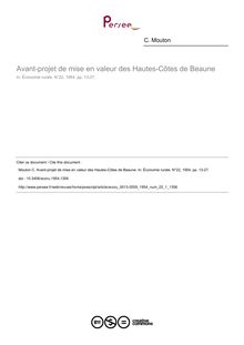 Avant-projet de mise en valeur des Hautes-Côtes de Beaune - article ; n°1 ; vol.22, pg 13-27