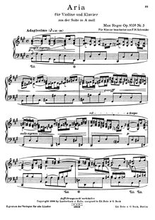 Partition complète (filter),  pour violon et Piano, Reger, Max