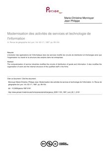 Modernisation des activités de services et technologie de l information - article ; n°1 ; vol.62, pg 89-104