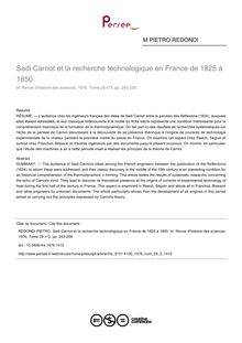 Sadi Carnot et la recherche technologique en France de 1825 à 1850 - article ; n°3 ; vol.29, pg 243-259