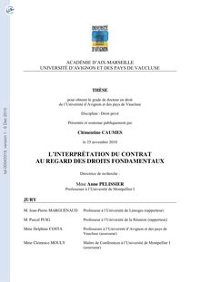 L interprétation du contrat au regard des droits fondamentaux, The interpretation of the contract towards the fundamental rights