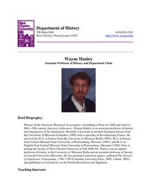 Department of History Wayne Hanley