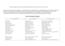 LISTE D EXEMPLES TYPES POUR L APPRENTISSAGE DE LA SYNTAXE AU COLLEGE