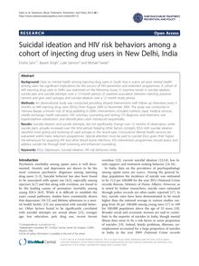 Suicidal ideation and HIV risk behaviors among a cohort of injecting drug users in New Delhi, India