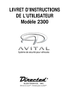 Notice Système de voiture sécurité Avital  2300