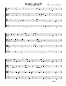 Partition  10, Allemande - partition complète (Tr T T B), Banchetto Musicale