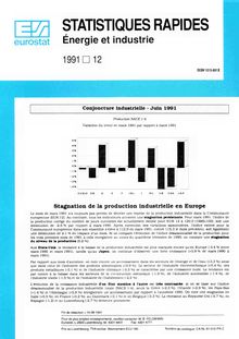 STATISTIQUES RAPIDES Énergie et industrie. 1991 12