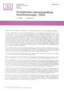 Vierteljährliche volkswirtschaftliche Gesamtrechnungen - ESVG. 1/1992 Vierteljährlich