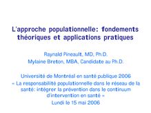 L approche populationnelle : fondements théoriques et applications ...