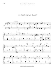 Partition 127-13, Messe en G (): , Dialogue de Récit - , Trio - , Plein Jeu - , Prélude - , Basse - , (Plein Jeu) - , Dialogue, Livre d orgue de Montréal