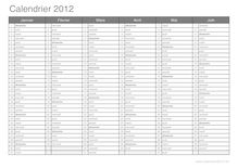 Calendrier du 1er semestre 2012