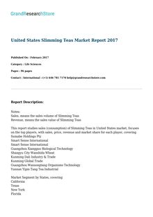 United States Slimming Teas Market Report 2017 